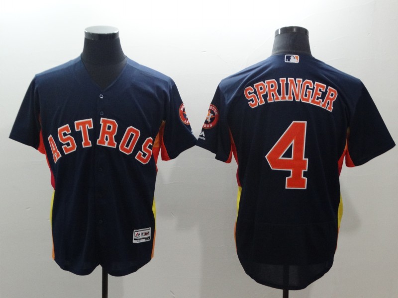 Astros 4 George Springer Navy Flexbase Jersey