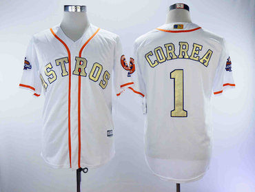 Astros 1 Carlos Correa White 2018 Gold Program Cool Base Jersey