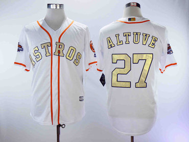 Astros 27 Jose Altuve White 2018 Gold Program Cool Base Jersey