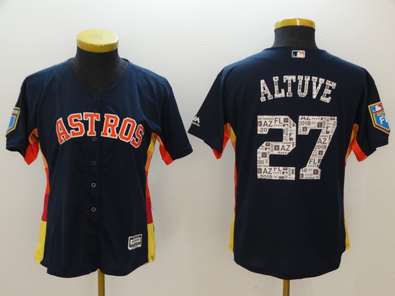 Astros 27 Jose Altuve Navy Women 2018 Spring Training Cool Base Jersey