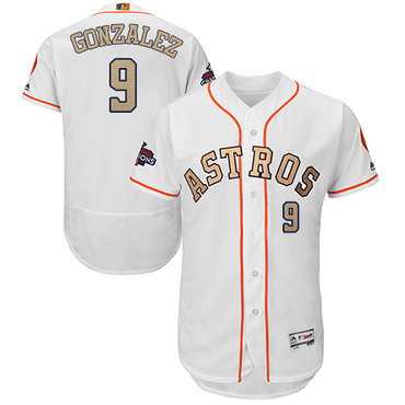 Astros #9 Marwin Gonzalez White FlexBase Authentic 2018 Gold Program Cool Base Stitched MLB Jersey