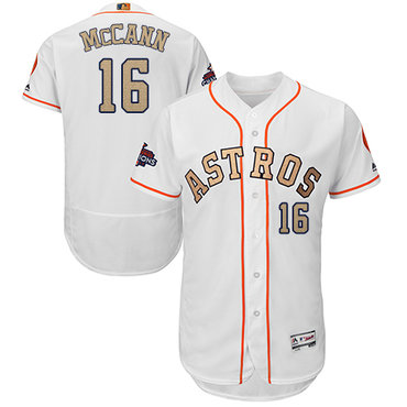 Astros #16 Brian McCann White FlexBase Authentic 2018 Gold Program Cool Base Stitched MLB Jersey