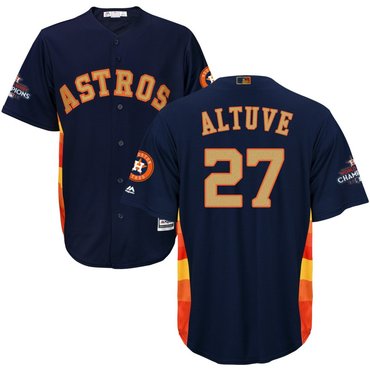 Astros 27 Jose Altuve Navy Youth 2018 Gold Program Cool Base Jersey