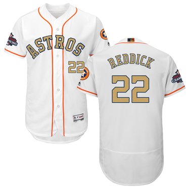 Astros 22 Josh Reddick White 2018 Gold Program Flexbase Jersey