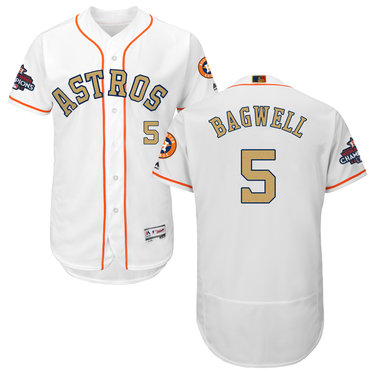 Astros 5 Jeff Bagwell White 2018 Gold Program Flexbase Jersey