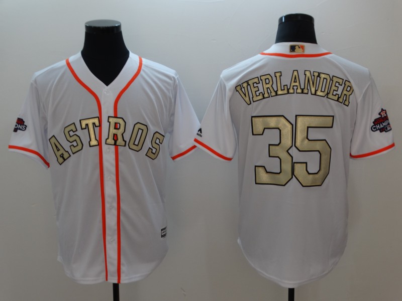 Astros 35 Justin Verlander White 2017 World Series Champions Cool Base Player Jersey