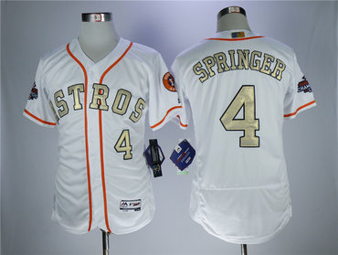 Astros 4 George Springer White 2017 World Series Champions Flexbase Player Jersey