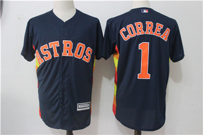 Astros 1 Carlos Correa Navy Alternate Cool Base Jersey