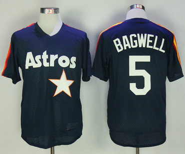 Astros 5 Jeff Bagwell Navy Mesh BP Jersey