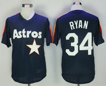 Astros 34 Nolan Ryan Navy Mesh BP Jersey