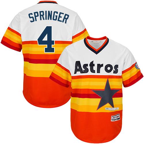 Astros #4 George Springer White Orange Flexbase Authentic Collection Cooperstown Stitched MLB Jersey