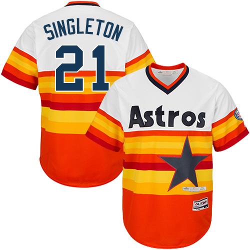 Astros #21 Jon Singleton White Orange Flexbase Authentic Collection Cooperstown Stitched MLB Jersey