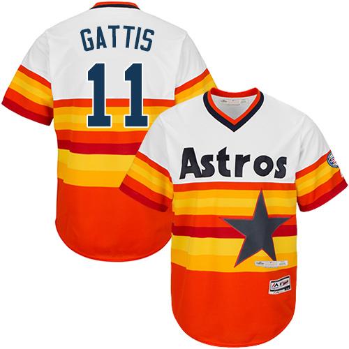 Astros #11 Evan Gattis White Orange Flexbase Authentic Collection Cooperstown Stitched MLB Jersey