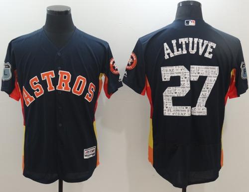 Astros #27 Jose Altuve Navy Blue 2017 Spring Training Authentic Flex Base Stitched MLB Jersey