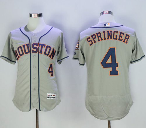 Astros #4 George Springer Grey Flexbase Authentic Collection Stitched MLB Jersey