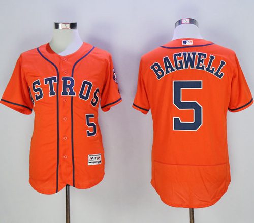 Astros #5 Jeff Bagwell Orange Flexbase Authentic Collection Stitched MLB Jersey