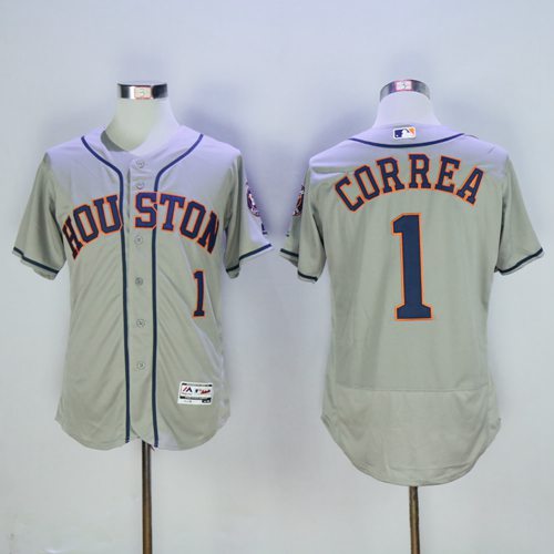 Astros #1 Carlos Correa Grey Flexbase Authentic Collection Stitched MLB Jersey