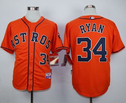 Houston Astros #34 Nolan Ryan Orange Cool Base Stitched Baseball Jersey