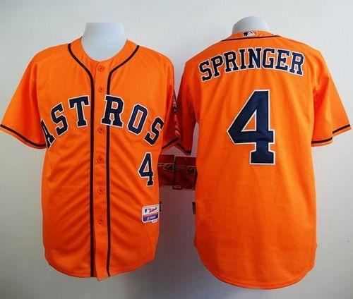 Houston Astros #4 George Springer Orange Cool Base Stitched Baseball Jersey