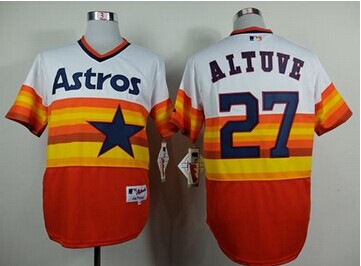 Houston Astros #27 Jose Altuve White-Orange 1979 Turn Back The Clock Stitched Baseball Jersey