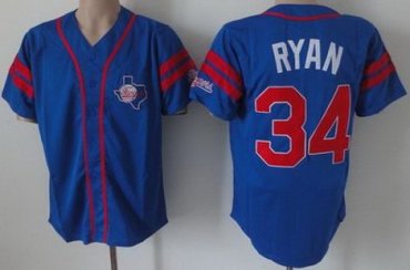 Houston Astros 34 Nolan Ryan Blue Throwback Jerseys