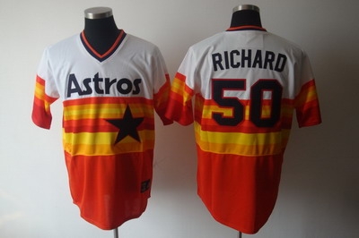 houston astros #50 richard throwback white-orange color