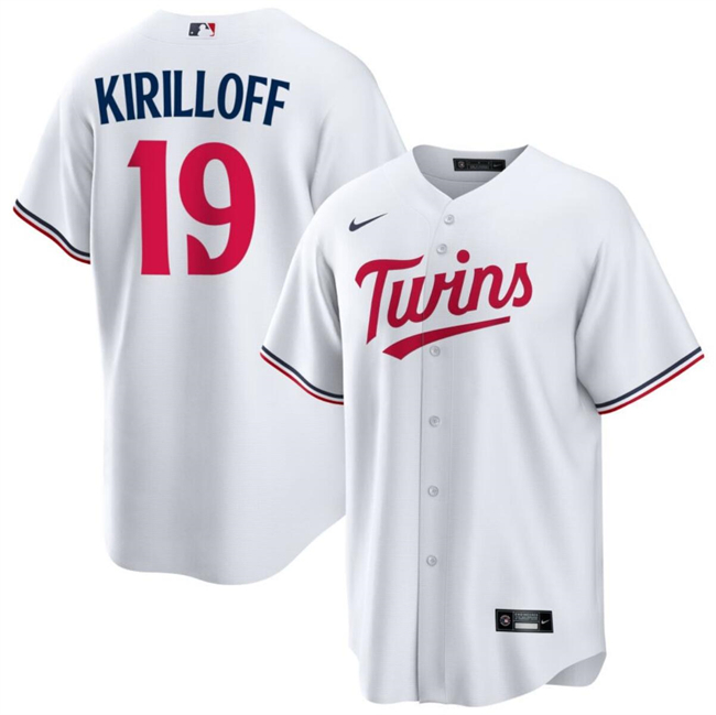 Men's Minnesota Twins #19 Alex Kirilloff White Cool Base Stitched Baseball JerseyS