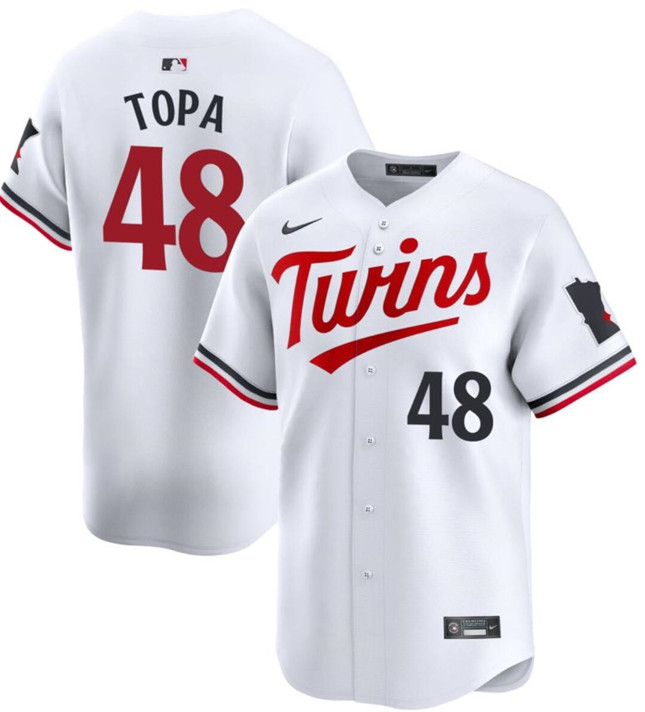 Men's Minnesota Twins #48 Justin Topa White 2024 Home Limited Cool Base Stitched Baseball Jersey