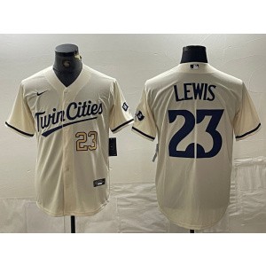 MLB Twins 23 Lewis Cream Nike Cool Base Men Jersey