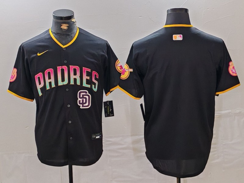 Men's San Diego Padres Blank Black Cool Base Stitched Baseball Jersey 1