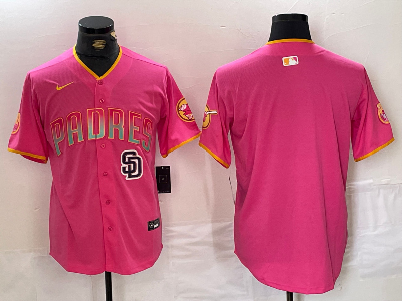 Men's San Diego Padres Blank Pink Cool Base Stitched Baseball Jersey 1