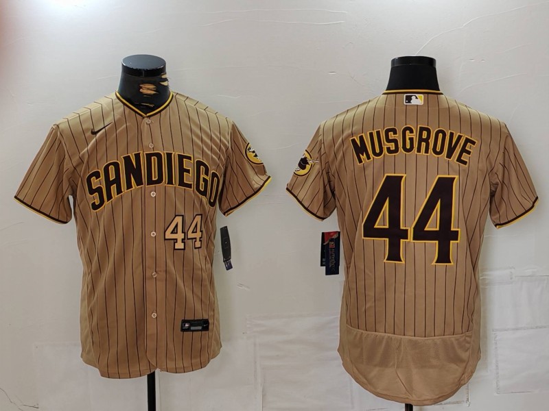 Nike Men's San Diego Padres #44 Musgrove Tan Brown Authentic Alternate Player Jersey 3