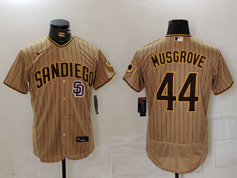 Nike Men's San Diego Padres #44 Musgrove Tan Brown Authentic Alternate Player Jersey 1