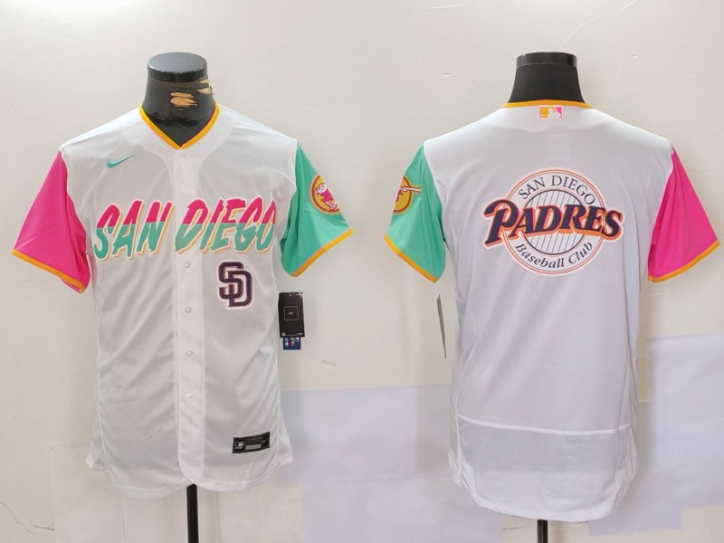 Men's San Diego Padres big logo Profar White City Connect Cool Base Stitched Baseball Jersey 5