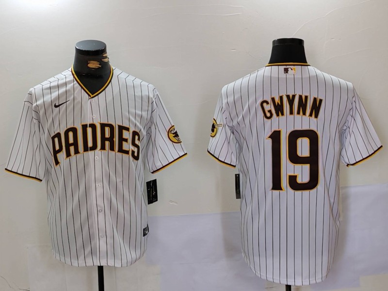 Men's San Diego Padres #19 Tony Gwynn White Cool Base Stitched Baseball Jersey 1