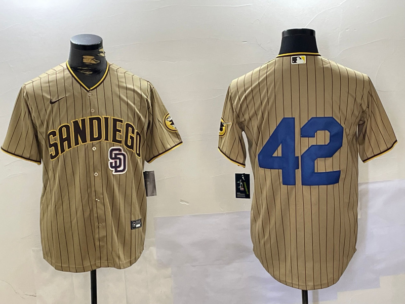 Men's San Diego Padres #42 Jackie Robinson Tan Cool Base Stitched Baseball Jersey 1