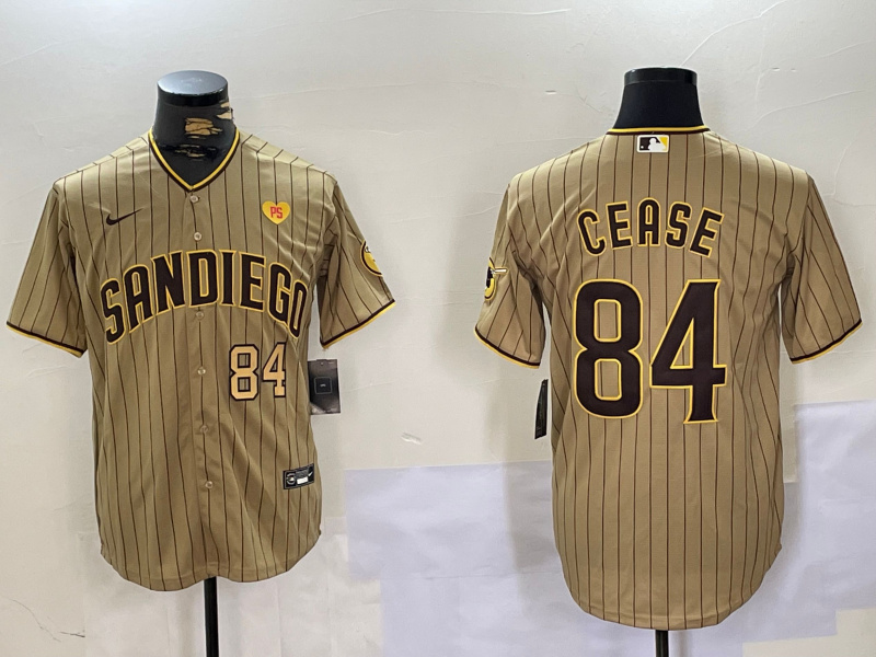 Men's San Diego Padres #84 Dylan Cease Tan Cool Base Stitched Baseball Jersey 5