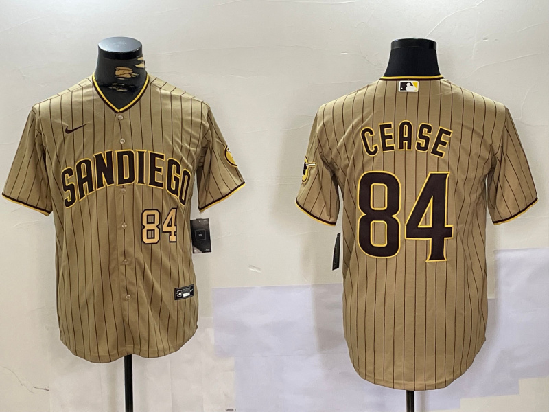 Men's San Diego Padres #84 Dylan Cease Tan Cool Base Stitched Baseball Jersey 3