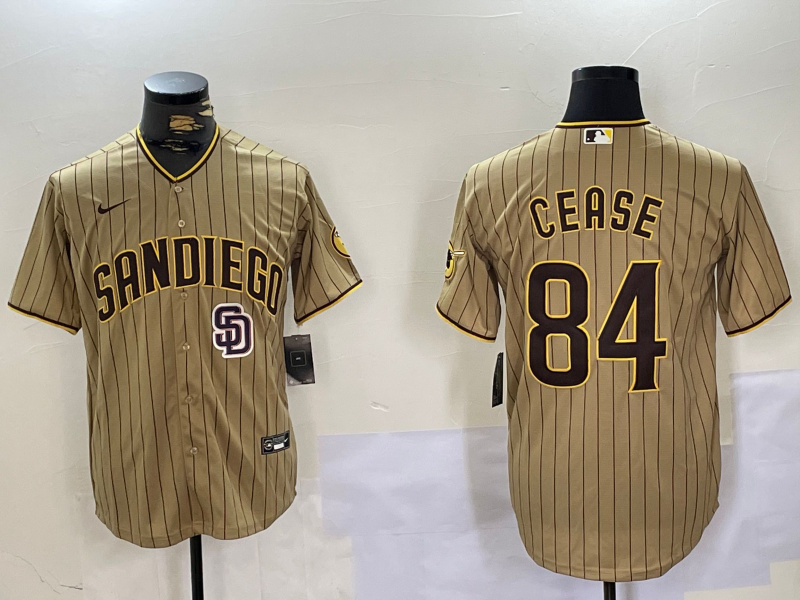 Men's San Diego Padres #84 Dylan Cease Tan Cool Base Stitched Baseball Jersey 2