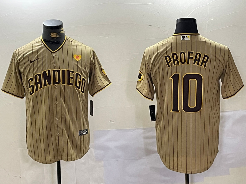 Men's San Diego Padres #10 Jurickson Profar Tan Cool Base Stitched Baseball Jersey 8