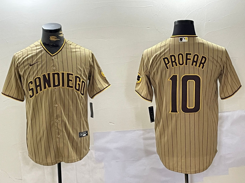 Men's San Diego Padres #10 Jurickson Profar Tan Cool Base Stitched Baseball Jersey 7