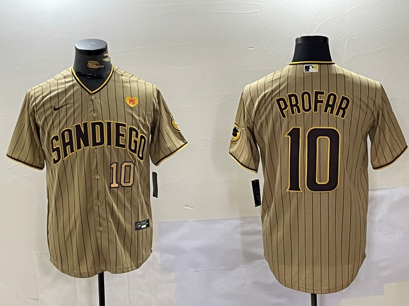 Men's San Diego Padres #10 Jurickson Profar Tan Cool Base Stitched Baseball Jersey 5