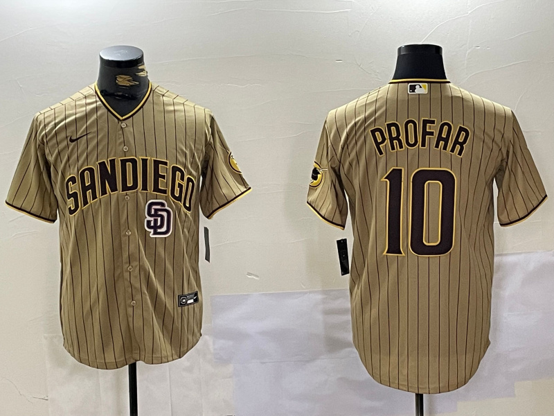 Men's San Diego Padres #10 Jurickson Profar Tan Cool Base Stitched Baseball Jersey 3