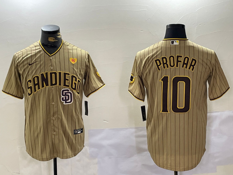 Men's San Diego Padres #10 Jurickson Profar Tan Cool Base Stitched Baseball Jersey 2