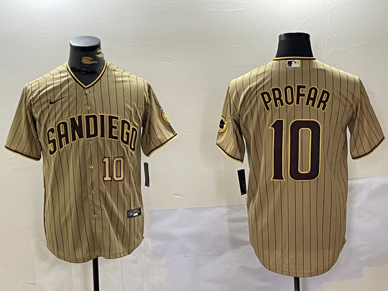 Men's San Diego Padres #10 Jurickson Profar Tan Cool Base Stitched Baseball Jersey 1