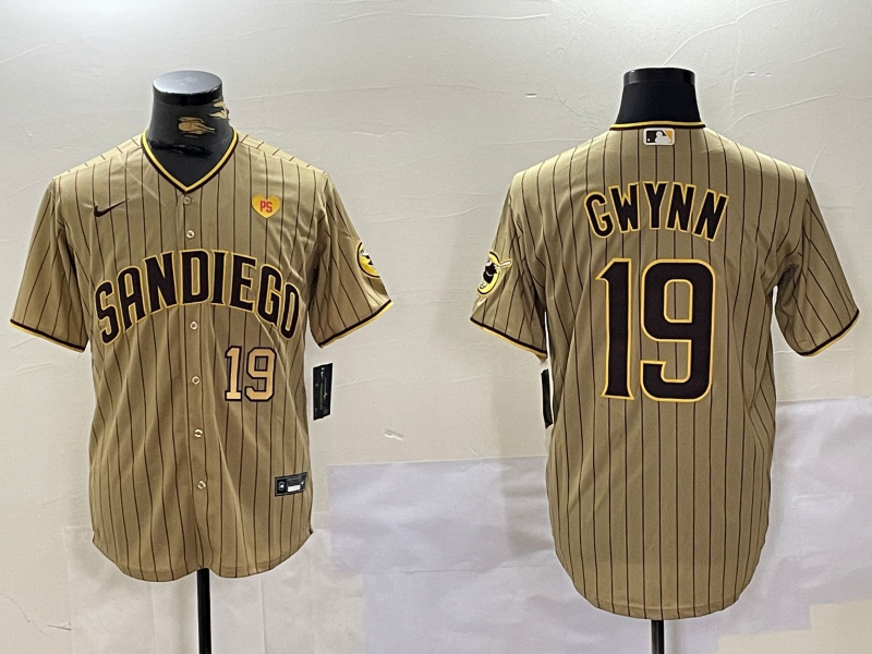 Men's San Diego Padres #19 Tony Gwynn Tan Cool Base Stitched Baseball Jersey 5