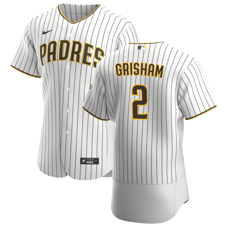 San Diego Padres #2 Trent Grisham Men's Nike White Brown Home 2020 Authentic Player Jersey