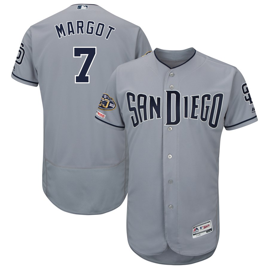 Padres 7 Manuel Margot Gray 50th Anniversary And 150th Patch FlexBase Jersey