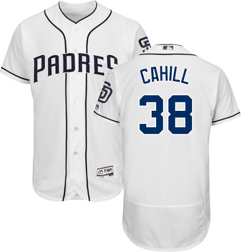 Padres #38 Trevor Cahill White Flexbase Authentic Collection Stitched MLB Jersey