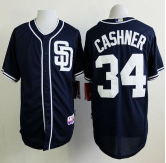 San Diego Padres #34 Andrew Cashner Dark Blue Alternate 1 Cool Base Stitched Baseball Jersey